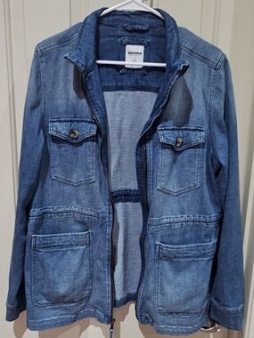Sonoma Medium Blue Denim Jacket with Front Zip Womem Size Large
